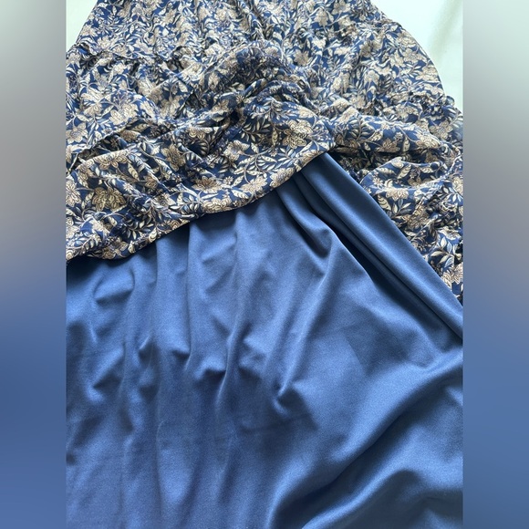 Sam & Jess Blue Floral Cottagecore Prairie Long Flowy Lined Maxi Dress Sz Large - Picture 8 of 9